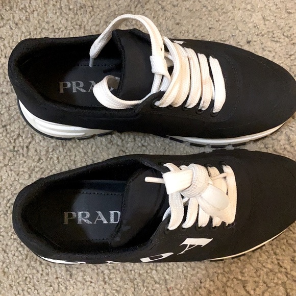 Prada nylon shoes. color black, but you can nearly see some blue marine color. - Picture 2 of 4